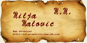 Milja Malović vizit kartica